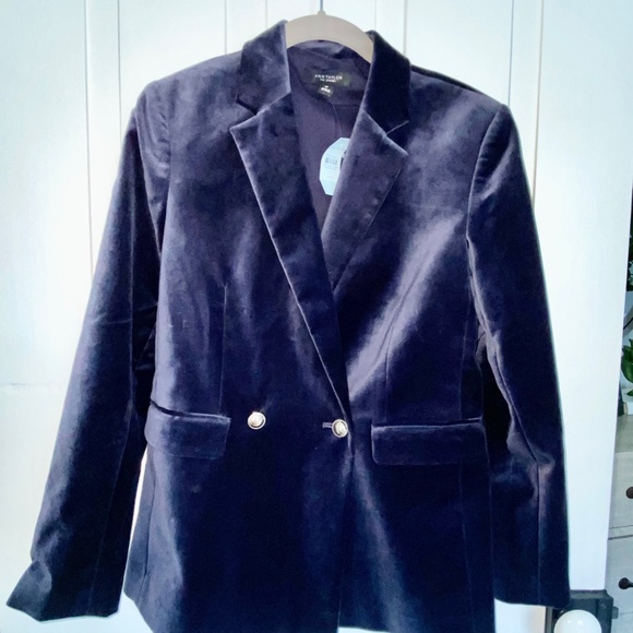 HOLIDAYS!! ANN TAYLOR Navy Velvet Tailored Crosby Blazer ~ 0P - Picture 7 of 8